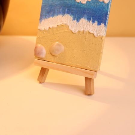 Mini Beach Canvas Art with Shells for Décor